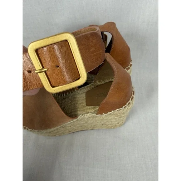 Chloé Ida Espadrille Wedge Sandals Brown Leather Platform Ankle Strap EU 38 - Picture 10 of 13